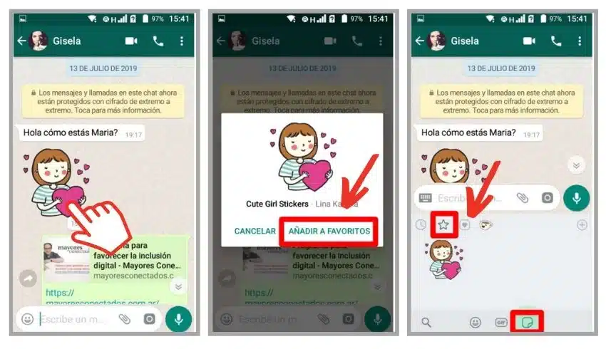 ¿Cómo enviar emojis, stickers y memes?
